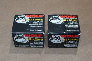 lot 388 image: 40 Wolf 7.62 x 39mm 122 Gr HP Steel Case Ammo
