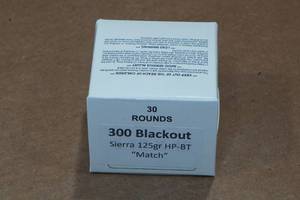 lot 397 image: 30 .300 Blackout 125 Gr Sierra HP BT Match Ammo