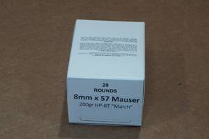 lot 406 image: 20 8mm Mauser 200 Gr HP BT Match Ammo