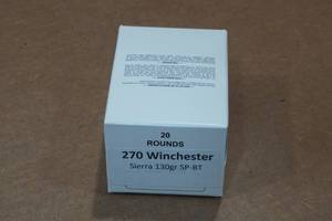 lot 419 image: 20 .270 Win 130 Gr Sierra SP BT Ammo