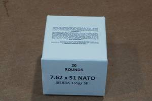 lot 429 image: 20 7.62 x 51mm (.308) 165 Gr Sierra SP Ammo