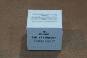 lot 438 image: 30 7.62 x 39mm 125 Gr Sierra SP Ammo