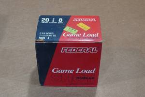 lot 458 image: 25 Federal Game Load 20 Ga 2-34 8 Shot Shotshells