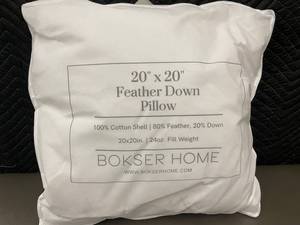 lot 15 image: Bokser Home 20 x 20 Feather Down Pillow
