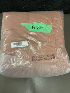 lot 29 image: Bokser Home French Linen Box Stitch Quilt, KingCal King - Clay
