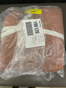 lot 33 image: French Linen Box-Stitch Quilt, Saffron, Standard Size