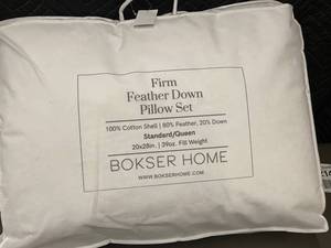 lot 39 image: Firm Feather Down Pillow Set by Bokser Home, StandardQueen