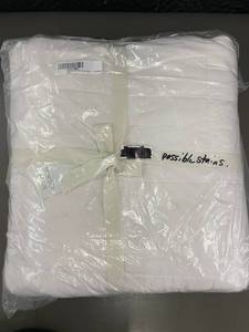 lot 41 image: French Linen Box Stitch Quilt, FullQueen, White - Possible Stains