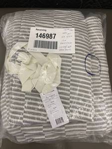 lot 48 image: Textured King Duvet Cover, 100 Percent Cotton, Gray White Stripe - DamageUsed