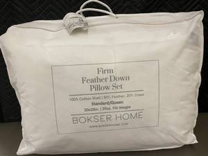 lot 71 image: Bokser Home Firm Feather Down Pillow Set StandardQueen