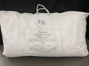 lot 76 image: Bokser Home King Medium Feather Down Pillow Set