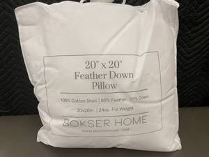 lot 82 image: Bokser Home 20x20 Feather Down Pillow - Damaged