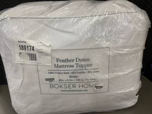 lot 84 image: BOKSER HOME Queen Feather Down Mattress Topper - Damaged