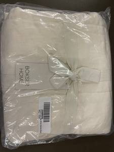 lot 88 image: Bokser Home French Linen Box Stitch Quilted Sham King Cream