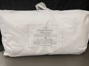 lot 89 image: Bokser Home King Soft Feather Down Pillow Set