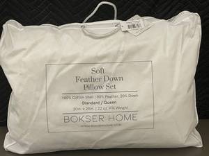 lot 100 image: Bokser Home Soft Feather Down Pillow Set, StandardQueen