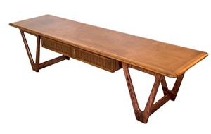 lot 2 image: LR - Lane Perception Mid Century Modern Coffee Table with Drawer