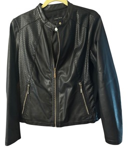 lot 52 image: Ivanka Trump Black Faux Leather Jacket Size Large