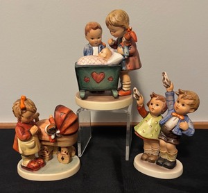 lot 63 image: Set of 3 Vintage Hummel Goebel Figurines Auf Wiedersehen, Blessed Event, and Doll Mother