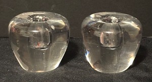 lot 69 image: Pair of Vintage Orrefors Crystal Candle Holders