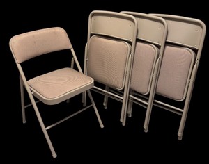 lot 100 image: Set of 4 Metal Folding Chairs with Padded Seats
