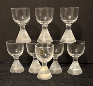 lot 101 image: Set of 8 Vintage Ekenas Sweden Cordial Glasses with Frosted Bases