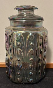 lot 109 image: Vintage Carnival IridescentGlass Canister Jar