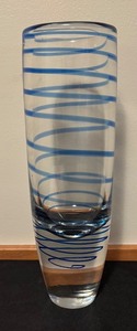 lot 121 image: Glass Vase with Cobalt Blue Swirl Design