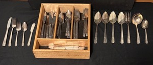 lot 137 image: Vintage Prestige Flatware Set with Wood Organizer