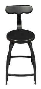 lot 172 image: Black Metal Stool with Backrest