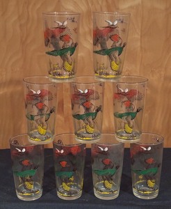 lot 189 image: Set of 8 Vintage Pheasant Glasses