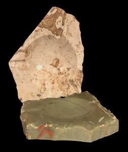 lot 187 image: Set of 2 Vintage Stone Ashtrays Onyx and Marble