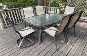 lot 26R image: Glass Top Patio Table with 6 Chairs
