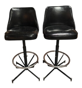 lot 217 image: Pair of Vintage Black Swivel Stools