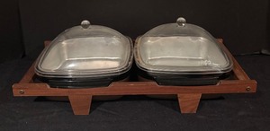 lot 222 image: Mid Century Dual Covered Serving Dishes
