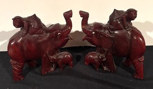 lot 228 image: Pair of Wooden Carved Elephant Sculptures
