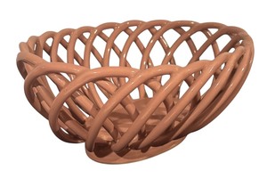 lot 242 image: Vintage Ceramic Lattice Basket Bowl