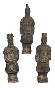 lot 253 image: Set of 3 Vintage Terra-Cotta Warrior Figurines