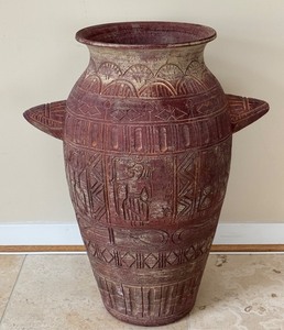lot 22 image: SR - Vintage Floor Vase with Etched Decorative Motifs
