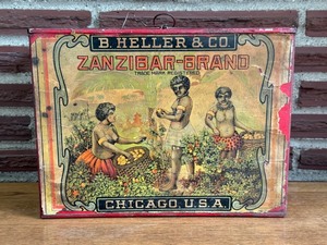 lot 24 image: SR - Antique 1924 B. Heller & Co. Zanzibar-Brand Tin Store Bin