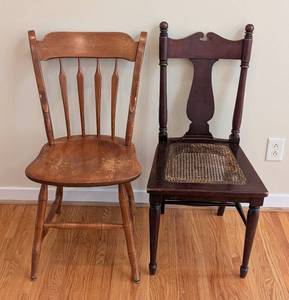 lot 224 image: Pair of Vintage Wood Side Chairs
