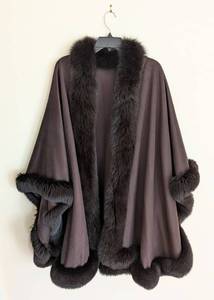 lot 212 image: Brown Wool and Fur Wrap