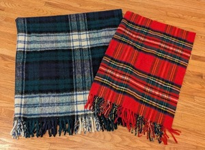 lot 172 image: Vintage Wool Plaid Throw and Wrap Blankets