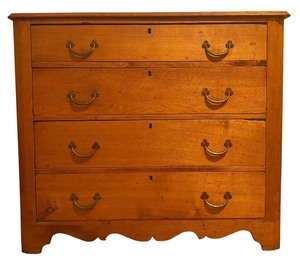 lot 128 image: BR1 - Antique Wooden Dresser with Four Drawers and Brass Handles