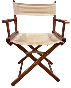 lot 137 image: LLR - Folding Captains Chair with Linen Seat and Backrest
