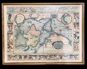 lot 188 image: LLR - Framed Vintage World Map Art Print by Ioannes Ianssonius 1621 Style
