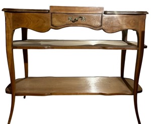 lot 292 image: A - Vintage Wooden Console Table with Drawer and Two Shelves