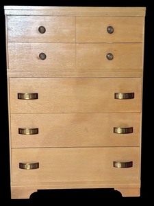 lot 301 image: A - Vintage Wooden Dresser with Brass Handles, 5 Drawers