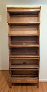 lot 1 image: O - Globe-Wernicke 6-Stack Oak Sectional Bookcase with Glass Doors