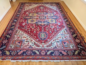 lot 4 image: DR - Large Persian Style Wool Area Rug 99 x 144 Inches